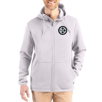 Men's Cutter & Buck Gray Pittsburgh Steelers Roam Epic Comfort Recycled Full-Zip Hoodie Jacket