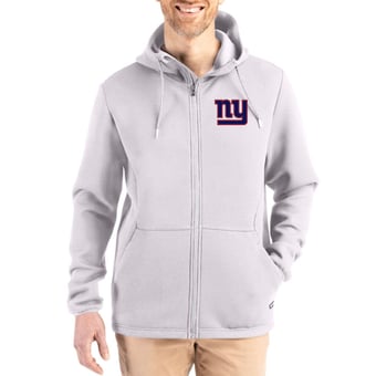 Men's Cutter & Buck Gray New York Giants Roam Epic Comfort Recycled Full-Zip Hoodie Jacket