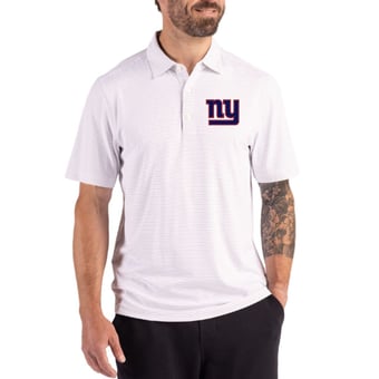 Men's Cutter & Buck White New York Giants Forge Epic Confidence Fine Line Stripe Stretch Recycled Polo