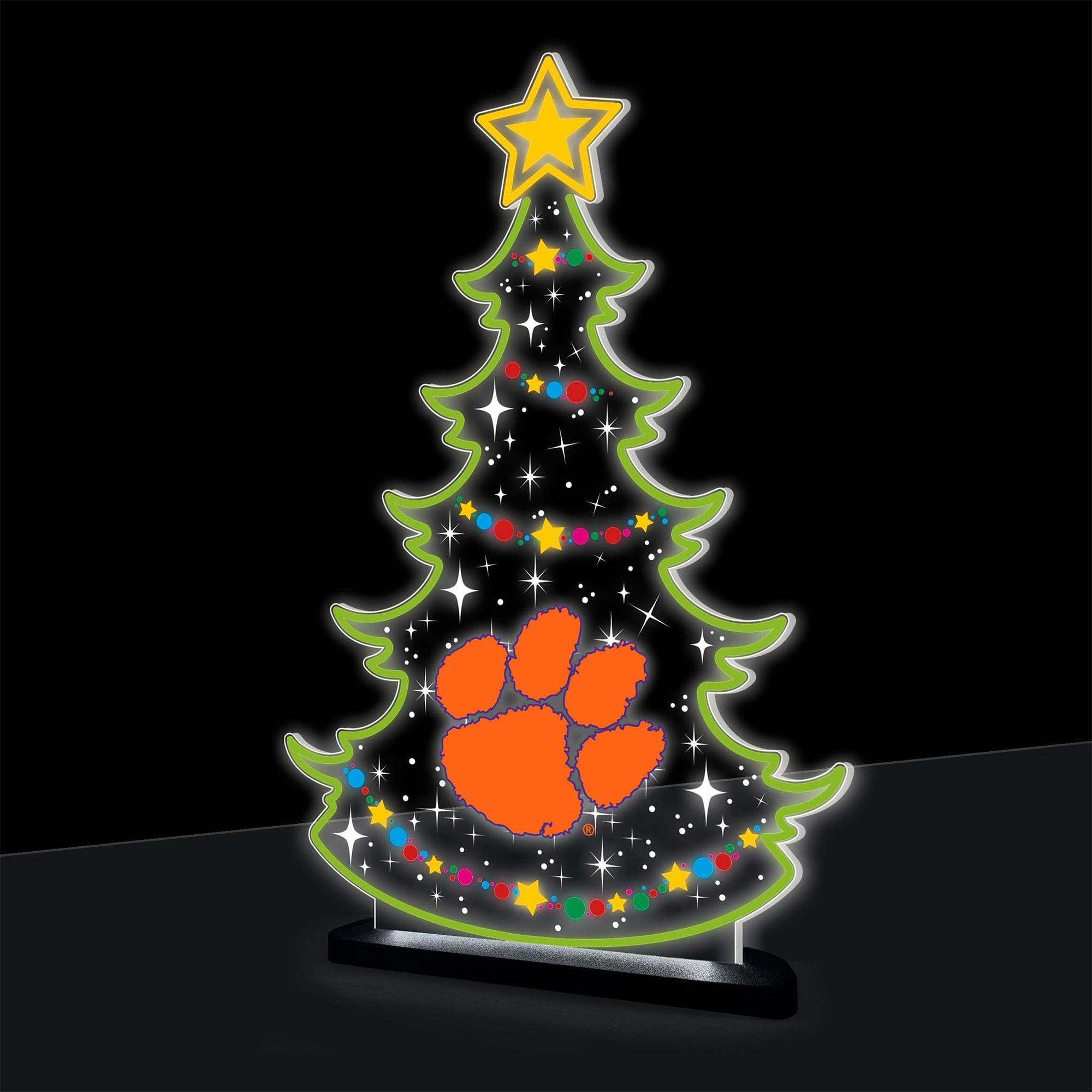 Clemson Tigers 10" LED Tabletop Christmas Tree Desklite Sign