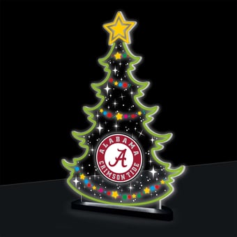 "Alabama Crimson Tide 10"" LED Tabletop Christmas Tree Desklite Sign"