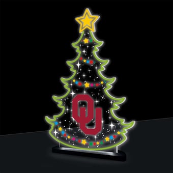 "Oklahoma Sooners 10"" LED Tabletop Christmas Tree Desklite Sign"