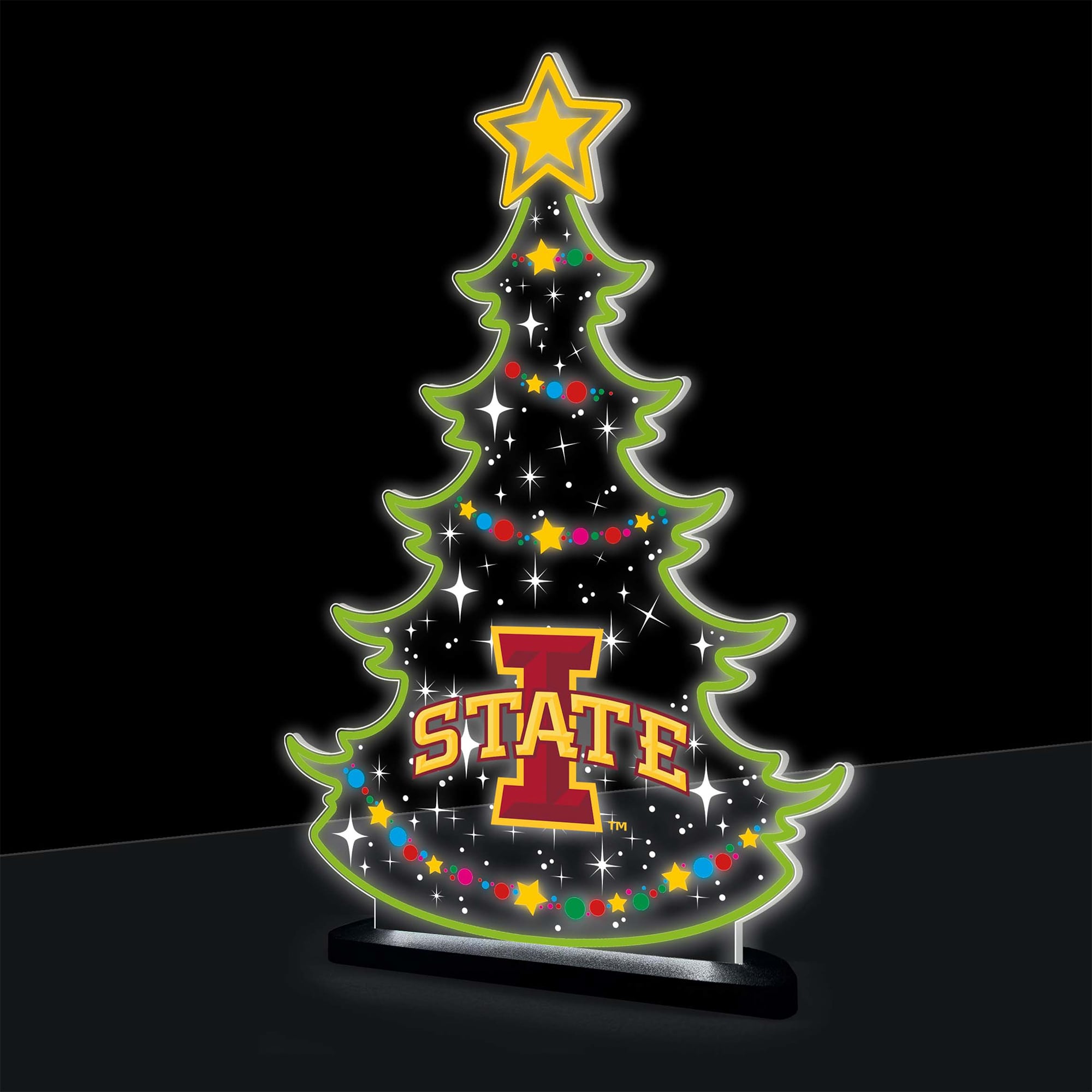 Iowa State Cyclones 10" LED Tabletop Christmas Tree Desklite Sign