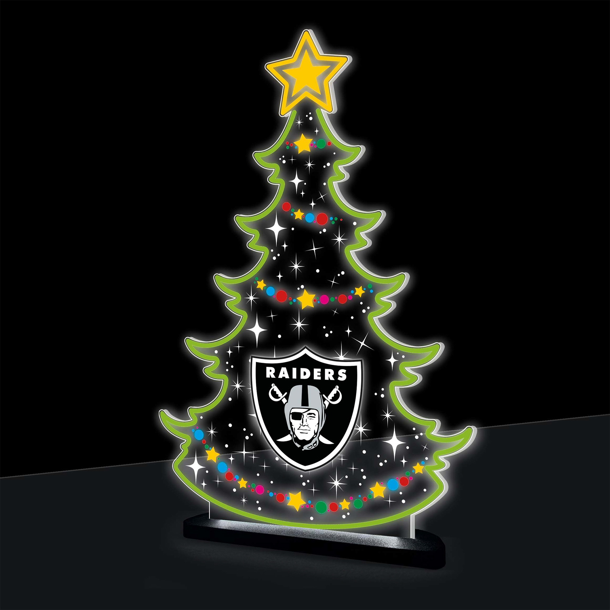 Las Vegas Raiders 10" LED Tabletop Christmas Tree Desklite Sign