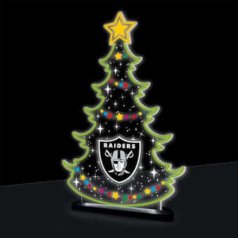"Las Vegas Raiders 10"" LED Tabletop Christmas Tree Desklite Sign"