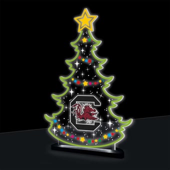 "South Carolina Gamecocks 10"" LED Tabletop Christmas Tree Desklite Sign"