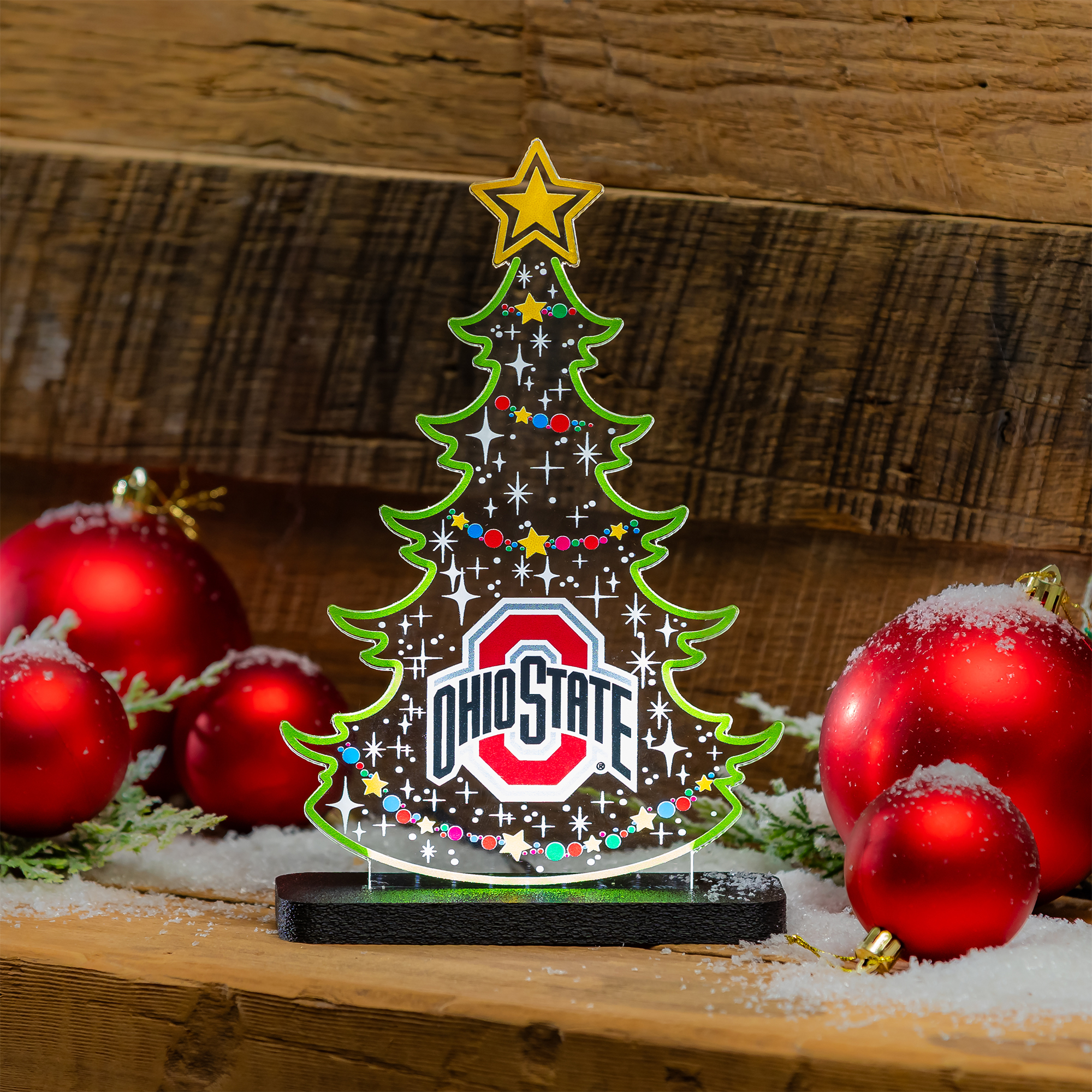 Ohio State Buckeyes 10″ LED Tabletop Christmas Tree Desklite Sign Ohio State Buckeyes 10″ LED Tabletop Christmas Tree Desklite Sign