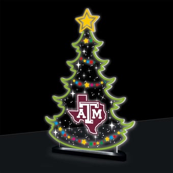"Texas A&M Aggies 10"" LED Tabletop Christmas Tree Desklite Sign"