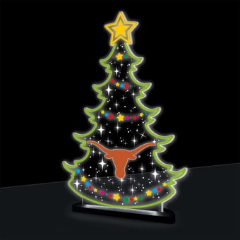 "Texas Longhorns 10"" LED Tabletop Christmas Tree Desklite Sign"