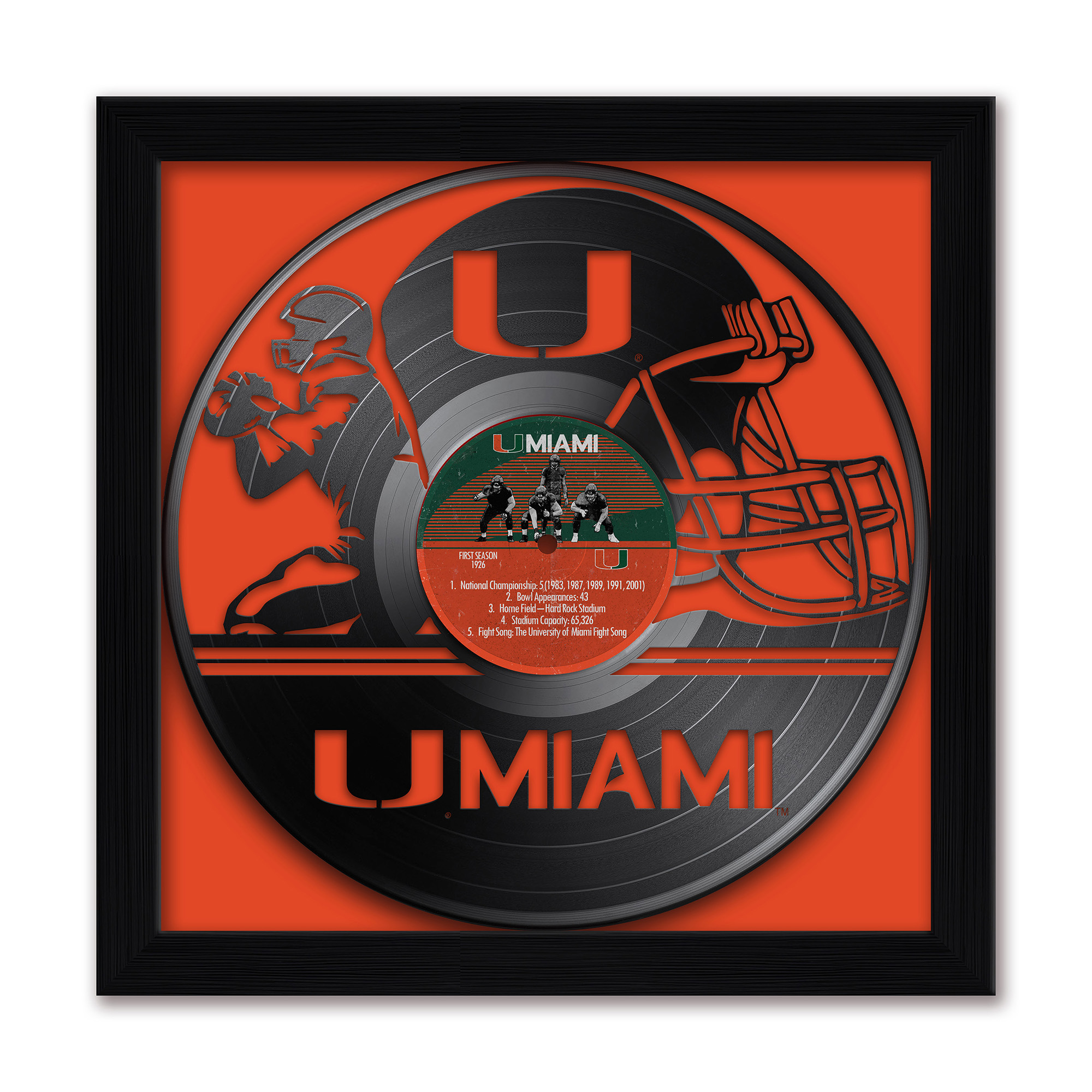 Miami Hurricanes Framed 13" x 13" Vinyl Record Art Print