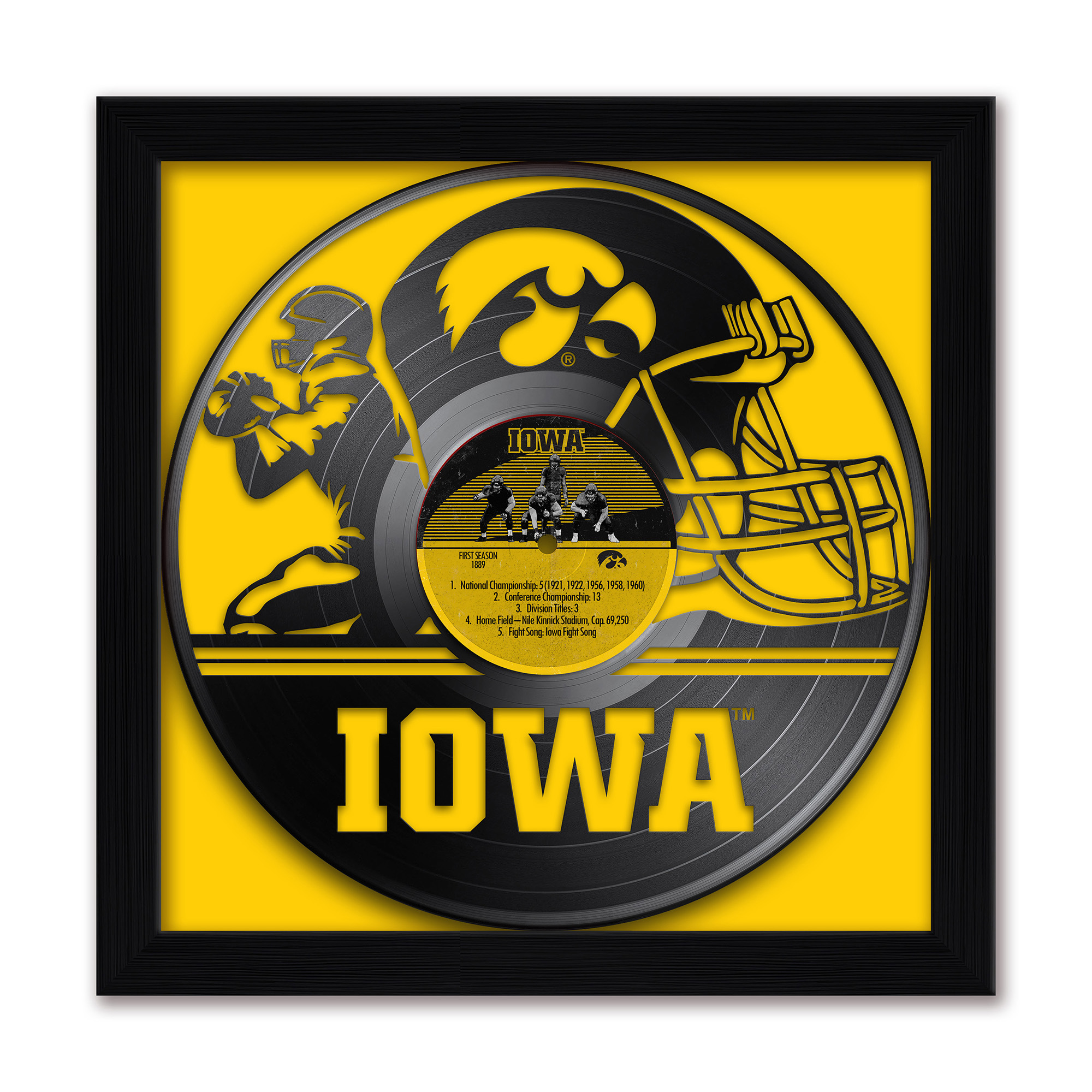 Iowa Hawkeyes Framed 13" x 13" Vinyl Record Art Print