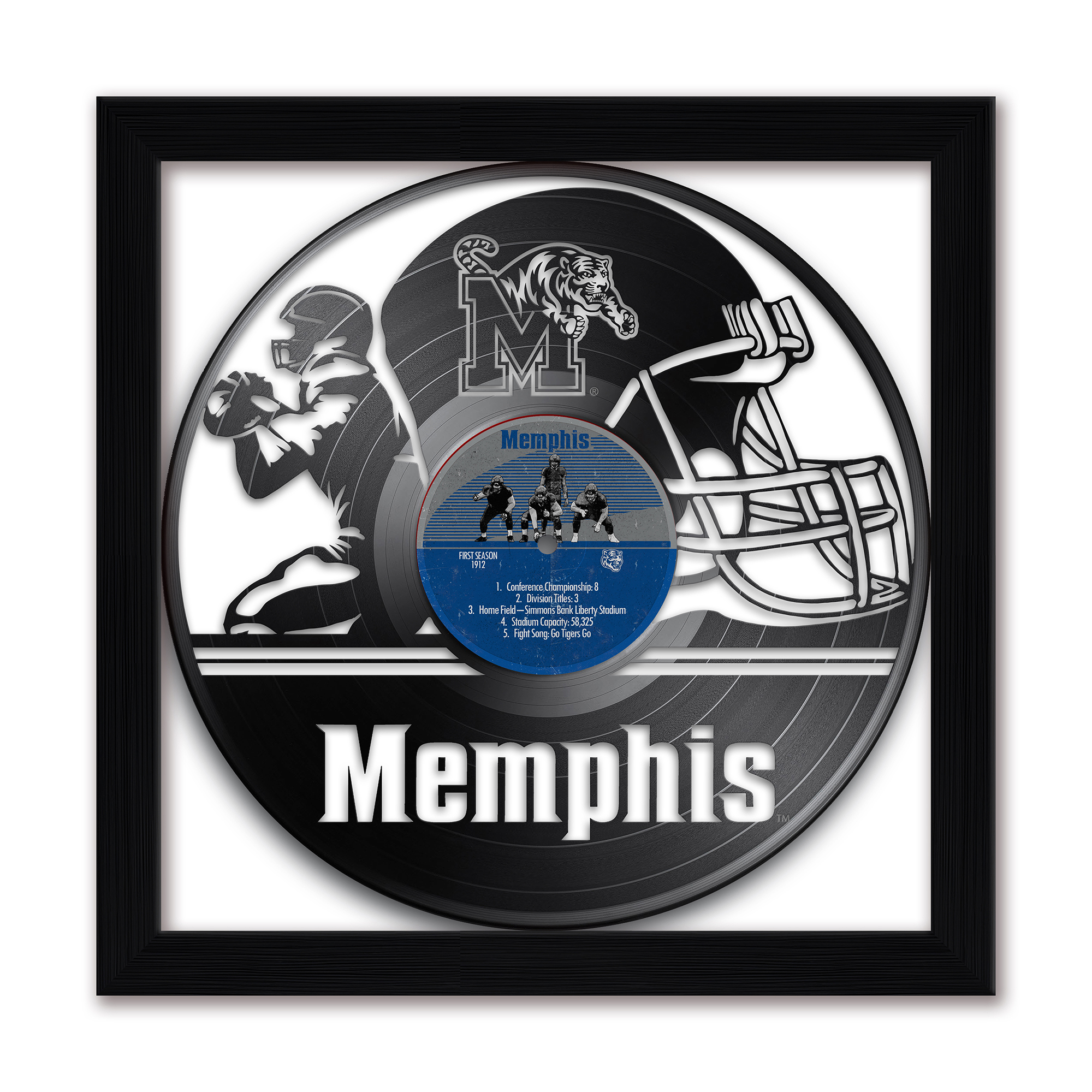 Memphis Tigers Framed 13" x 13" Vinyl Record Art Print