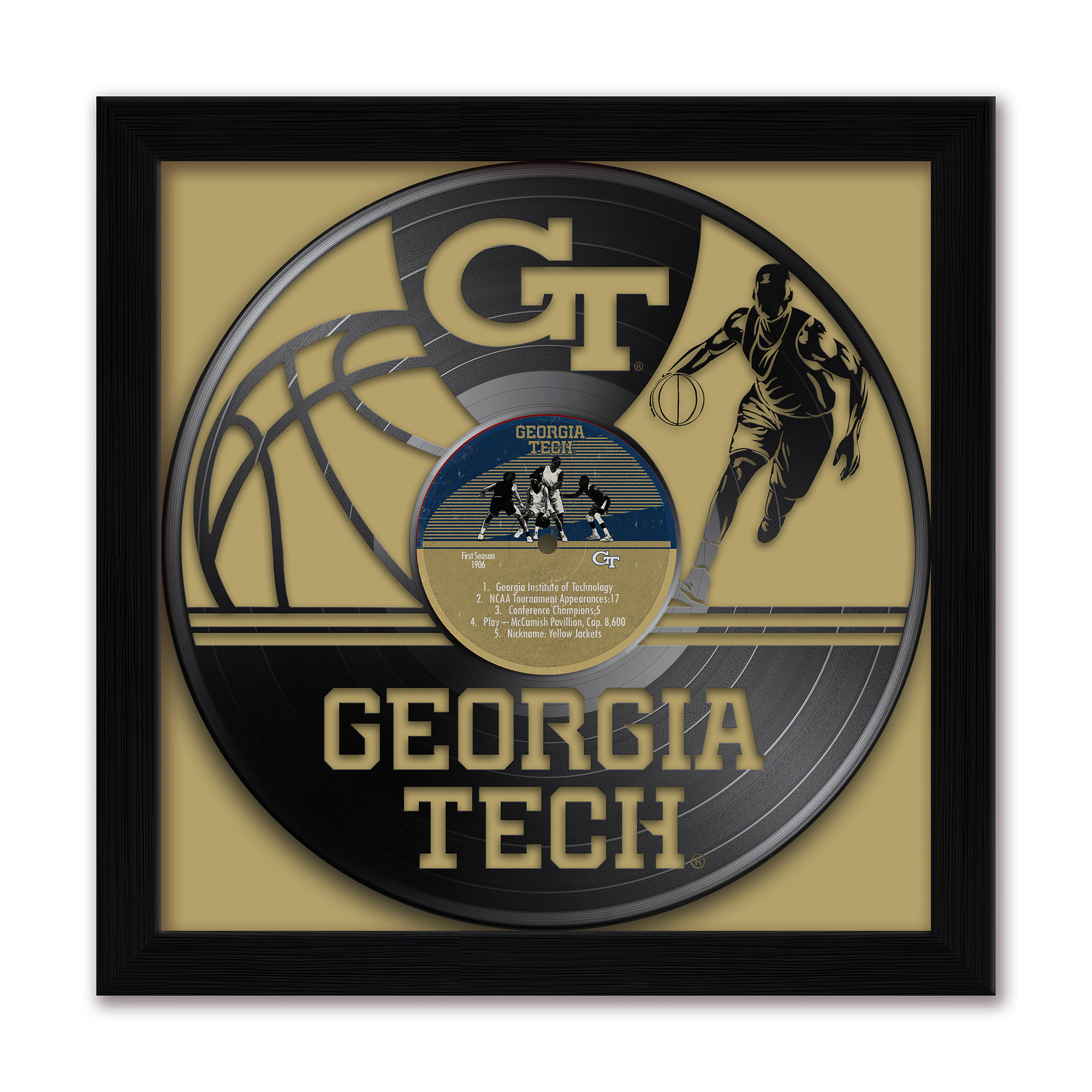 Georgia Tech Yellow Jackets Framed 13" x 13" Vinyl Record Art Print