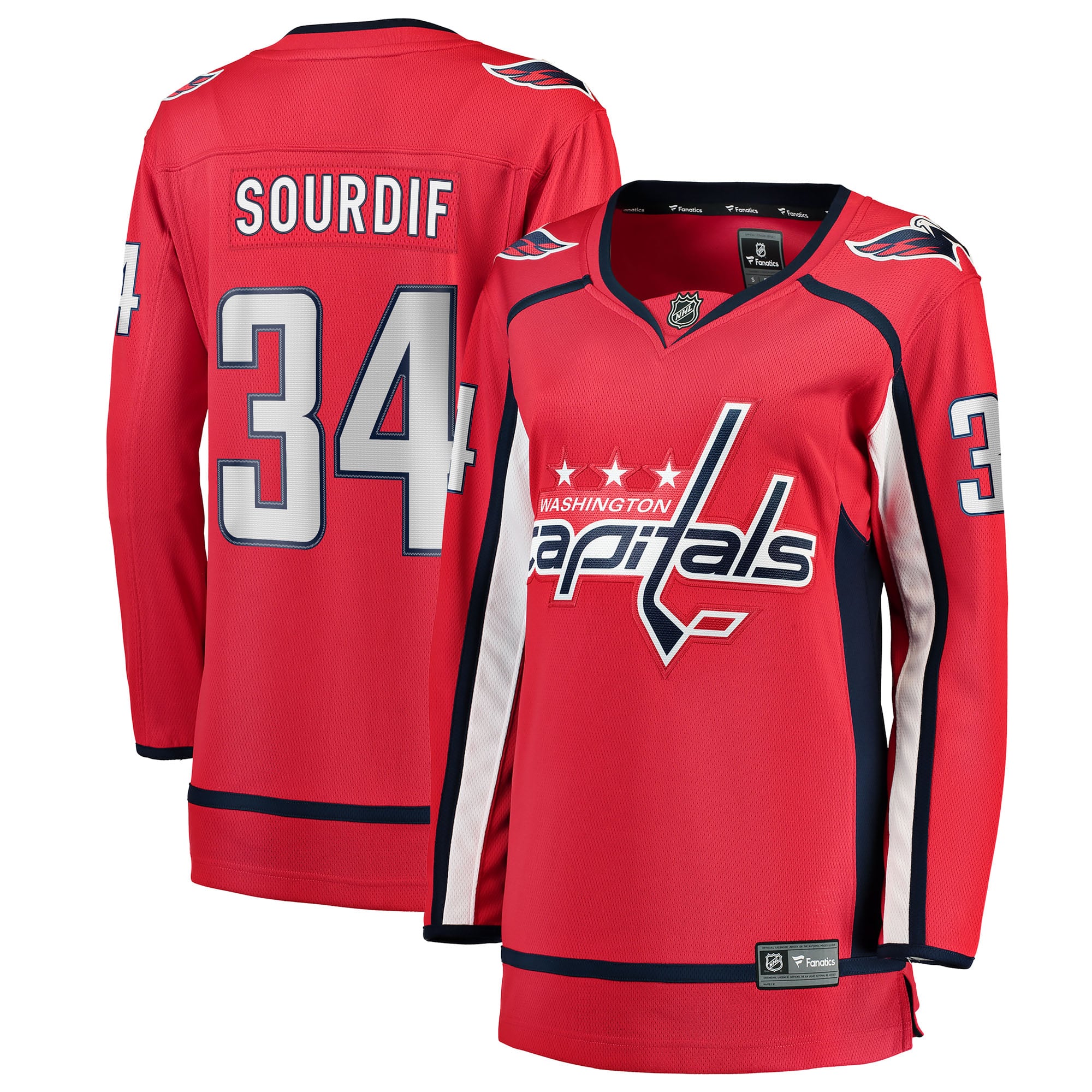 Women's Fanatics Justin Sourdif Red Washington Capitals Home Breakaway Jersey