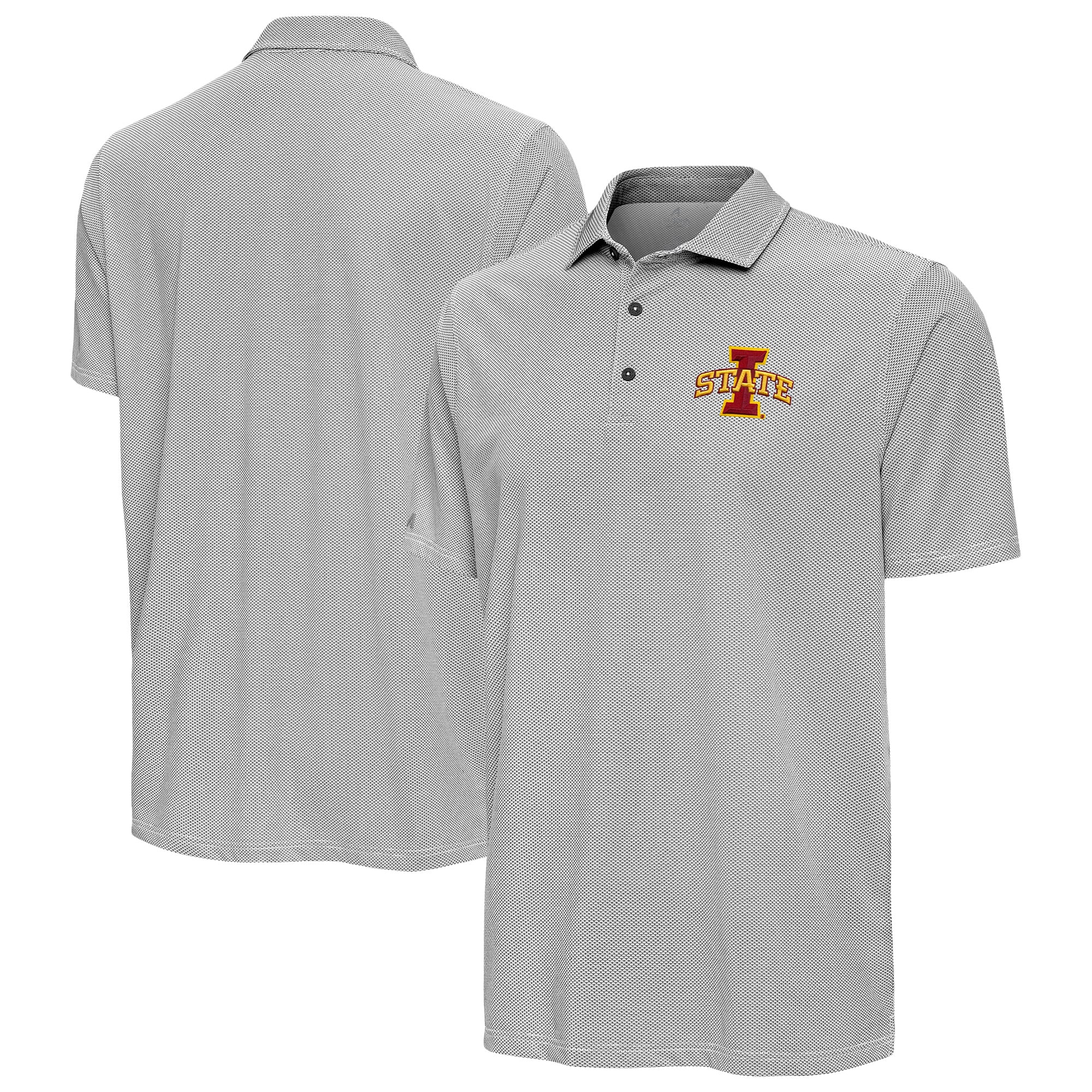 Men's Antigua Black Iowa State Cyclones Pave Polo