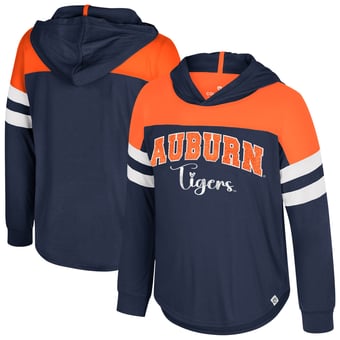 Girls Youth Colosseum Navy Auburn Tigers Reflection Hoodie Long Sleeve T-Shirt