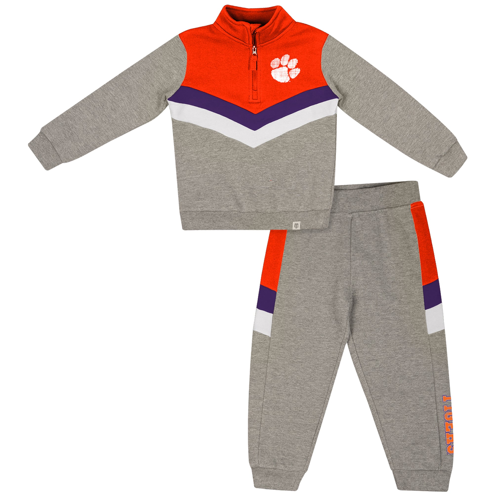 Toddler Colosseum  Heather Gray Clemson Tigers Clarence Fleece Quarter-Zip Sweatshirt & Sweatpants Set