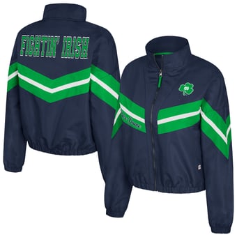 Women's Colosseum Navy Notre Dame Fighting Irish Thin Ice Full-Zip Windbreaker