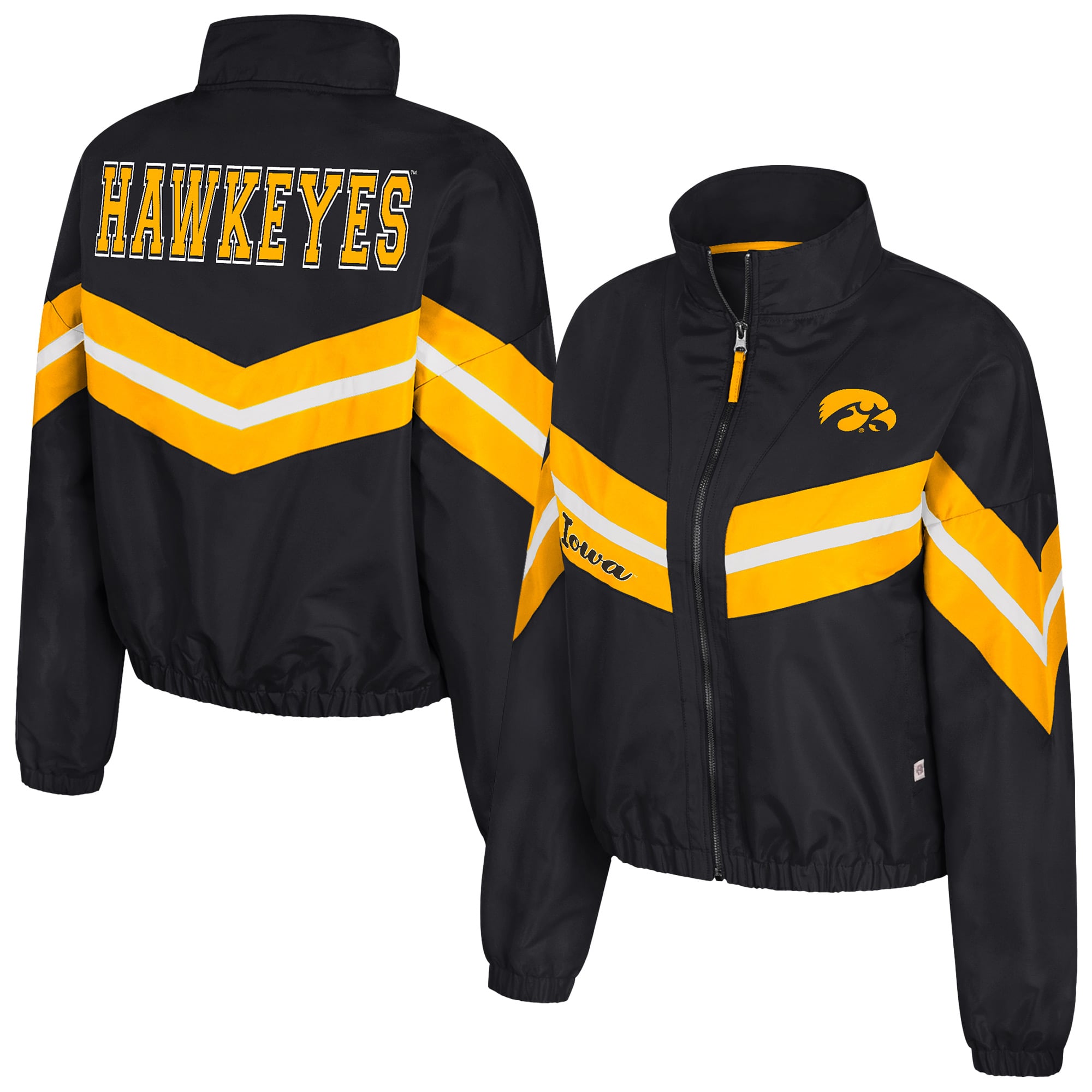 Women's Colosseum  Black Iowa Hawkeyes Thin Ice Full-Zip Windbreaker