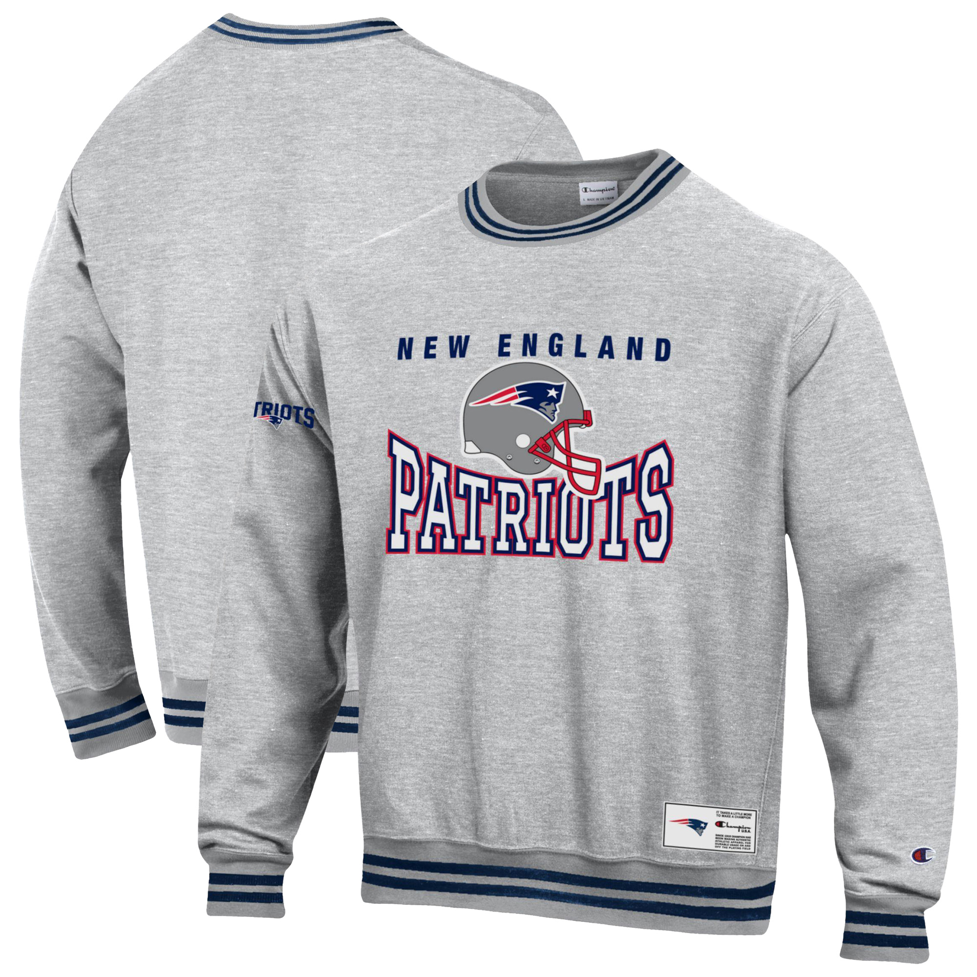 Men's Champion Gray New England Patriots Reverse Weave Fleece Sweatshirt