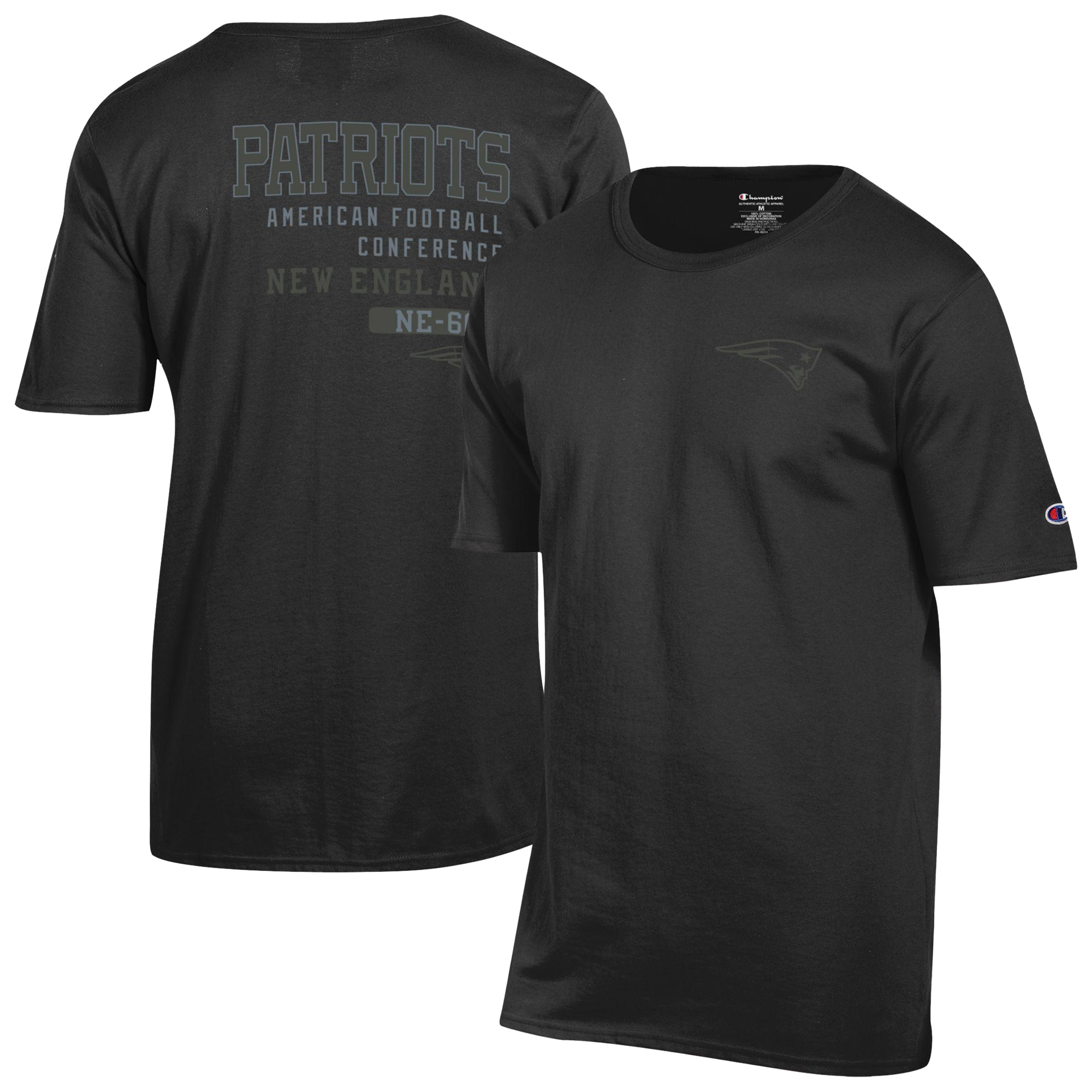 Men's Champion Black New England Patriots Tonal Logo T-Shirt