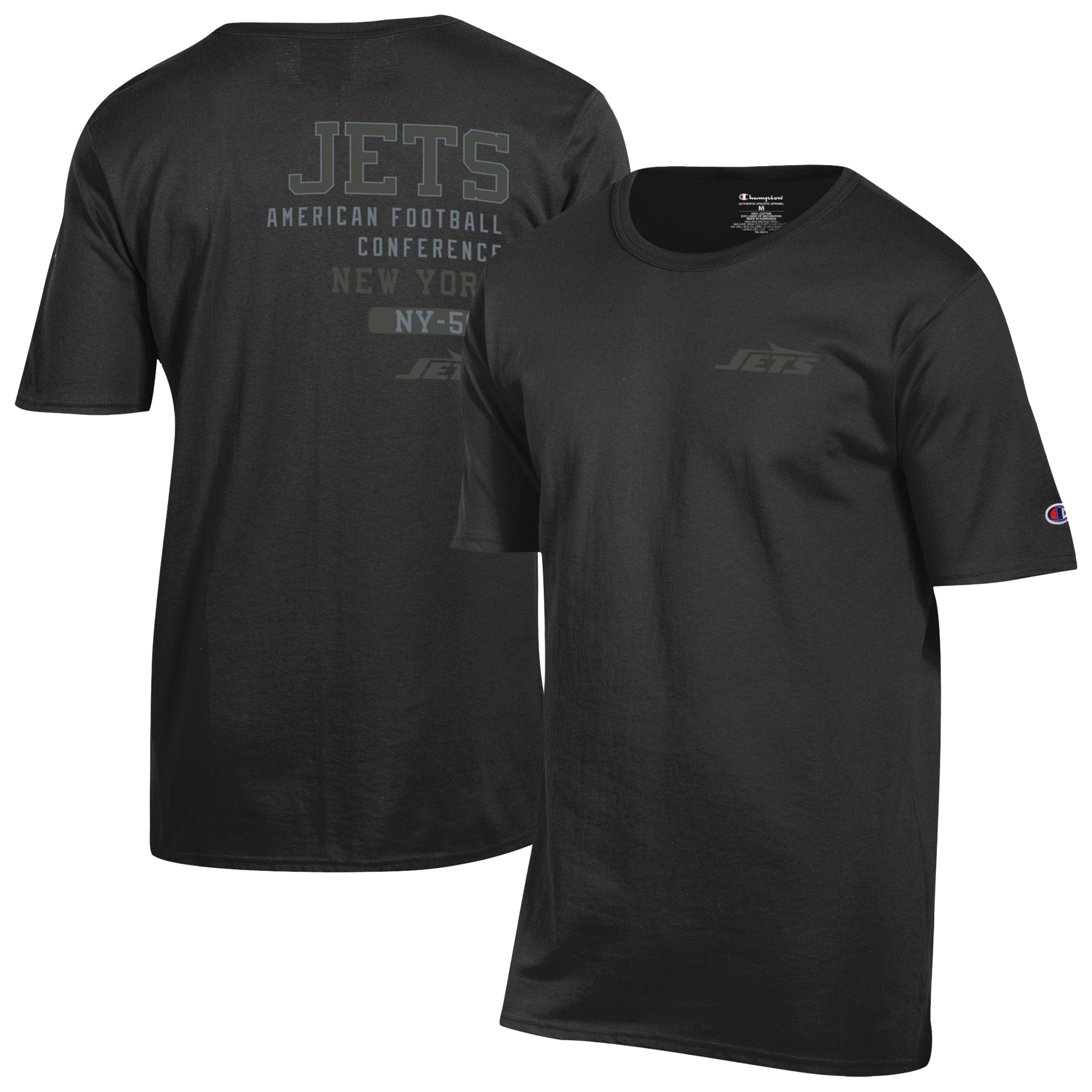 Men's Champion Black New York Jets Tonal Logo T-Shirt