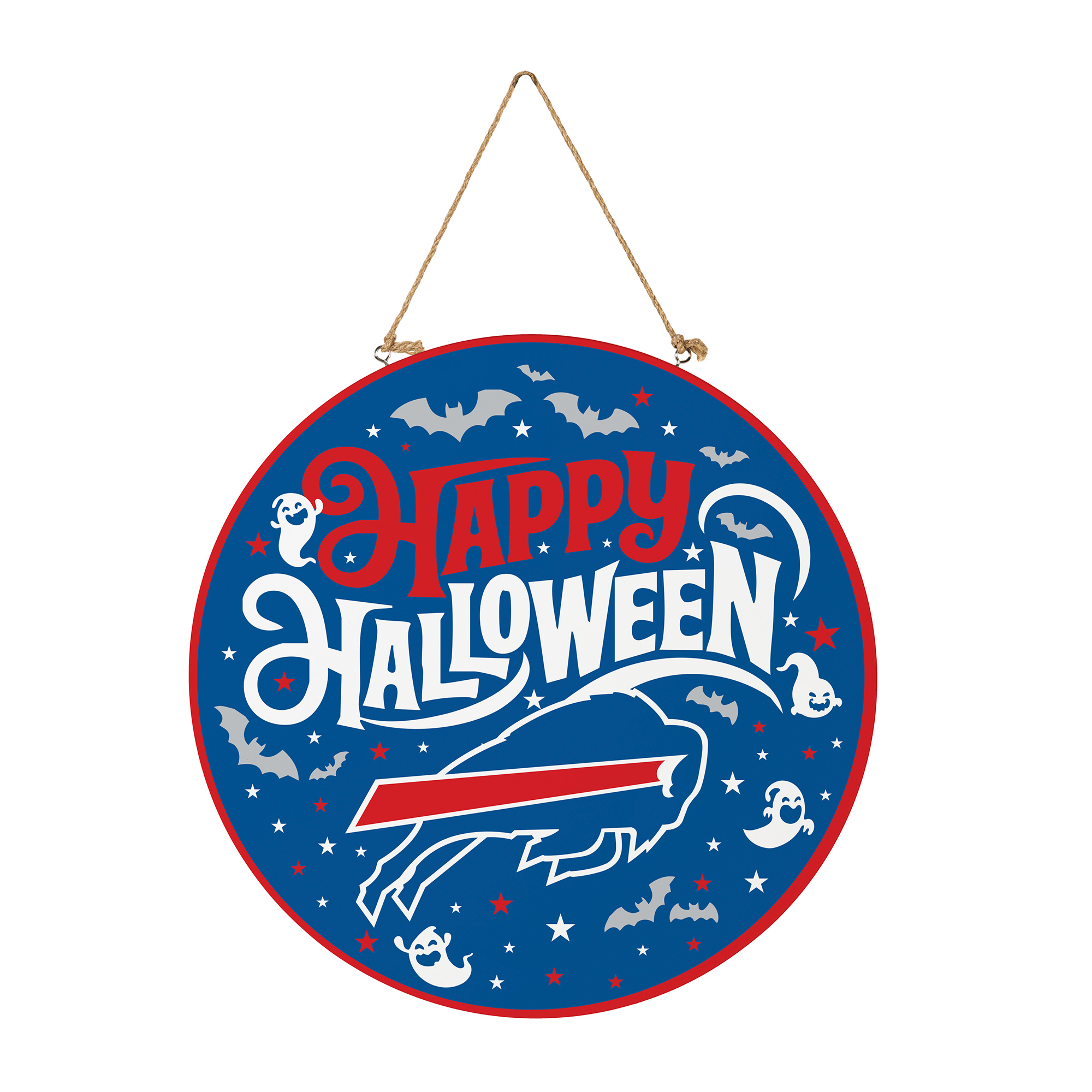 Buffalo Bills 18" Happy Halloween Wooden Round Door Sign