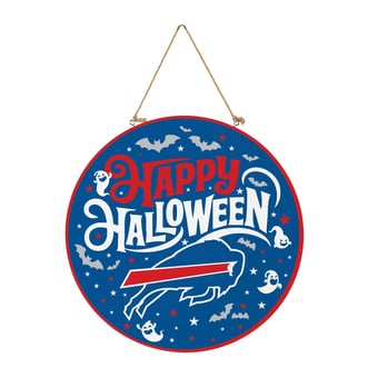 Buffalo Bills 18" Happy Halloween Wooden Round Door Sign