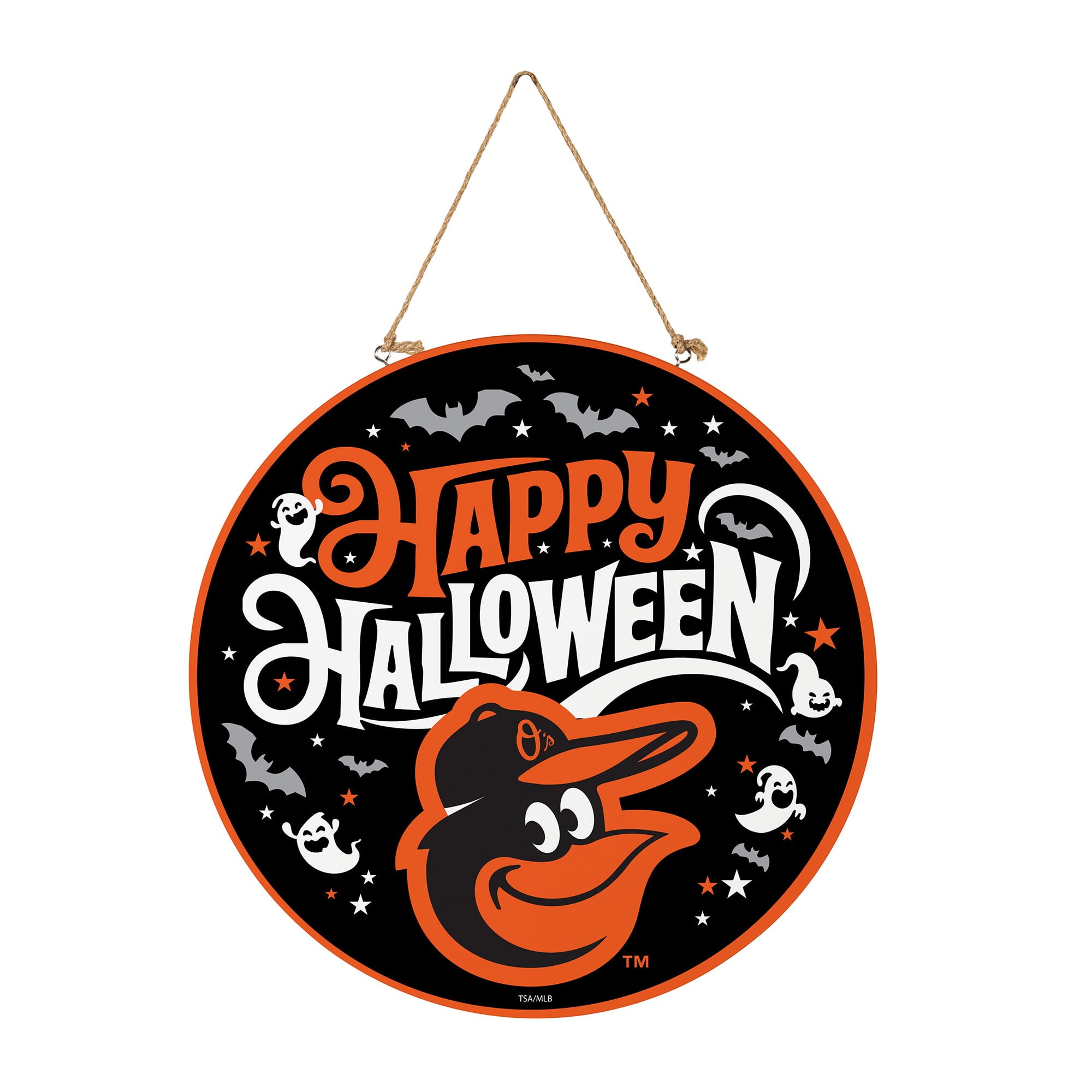 Baltimore Orioles 18" Happy Halloween Wooden Round Door Sign