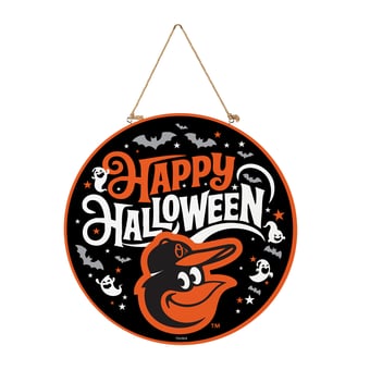 Baltimore Orioles 18" Happy Halloween Wooden Round Door Sign
