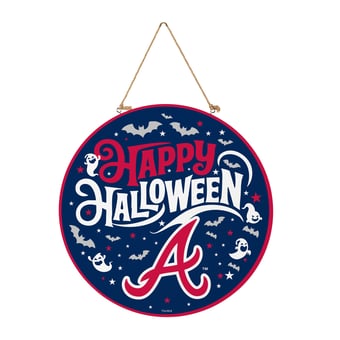 Atlanta Braves 18" Happy Halloween Wooden Round Door Sign