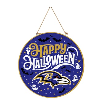 Baltimore Ravens 18" Happy Halloween Wooden Round Door Sign
