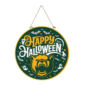 Baylor Bears 18" Happy Halloween Wooden Round Door Sign