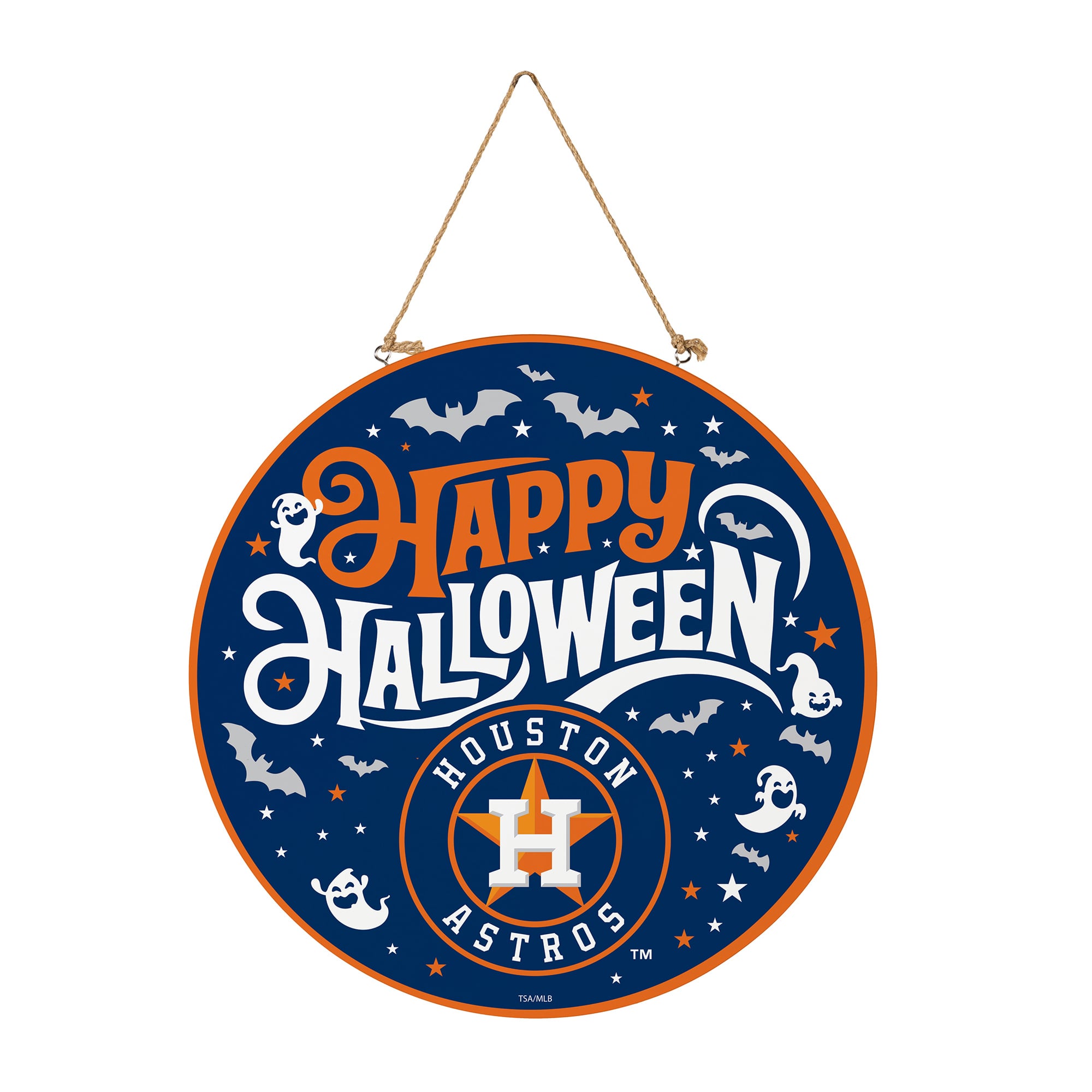 Houston Astros 18" Happy Halloween Wooden Round Door Sign