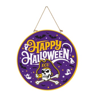 ECU Pirates 18" Happy Halloween Wooden Round Door Sign