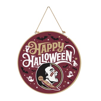Florida State Seminoles 18" Happy Halloween Wooden Round Door Sign