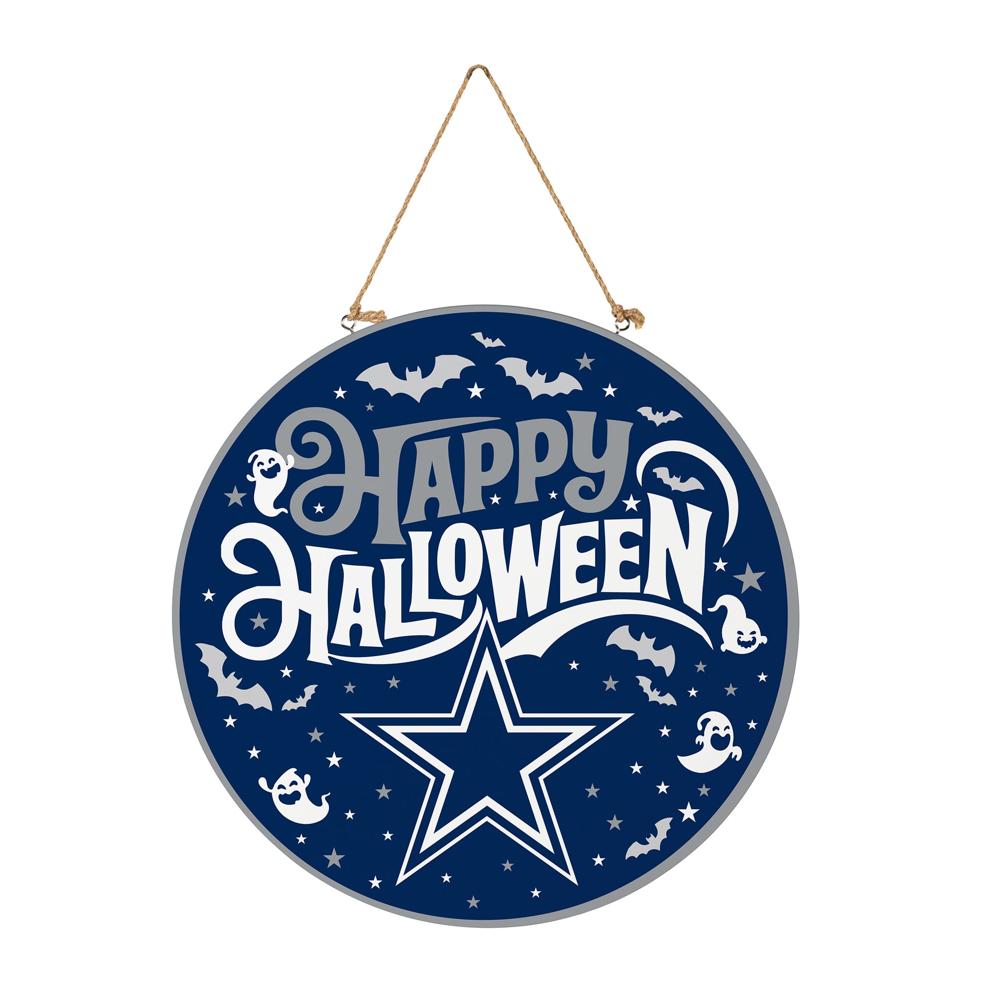 Dallas Cowboys 18" Happy Halloween Wooden Round Door Sign