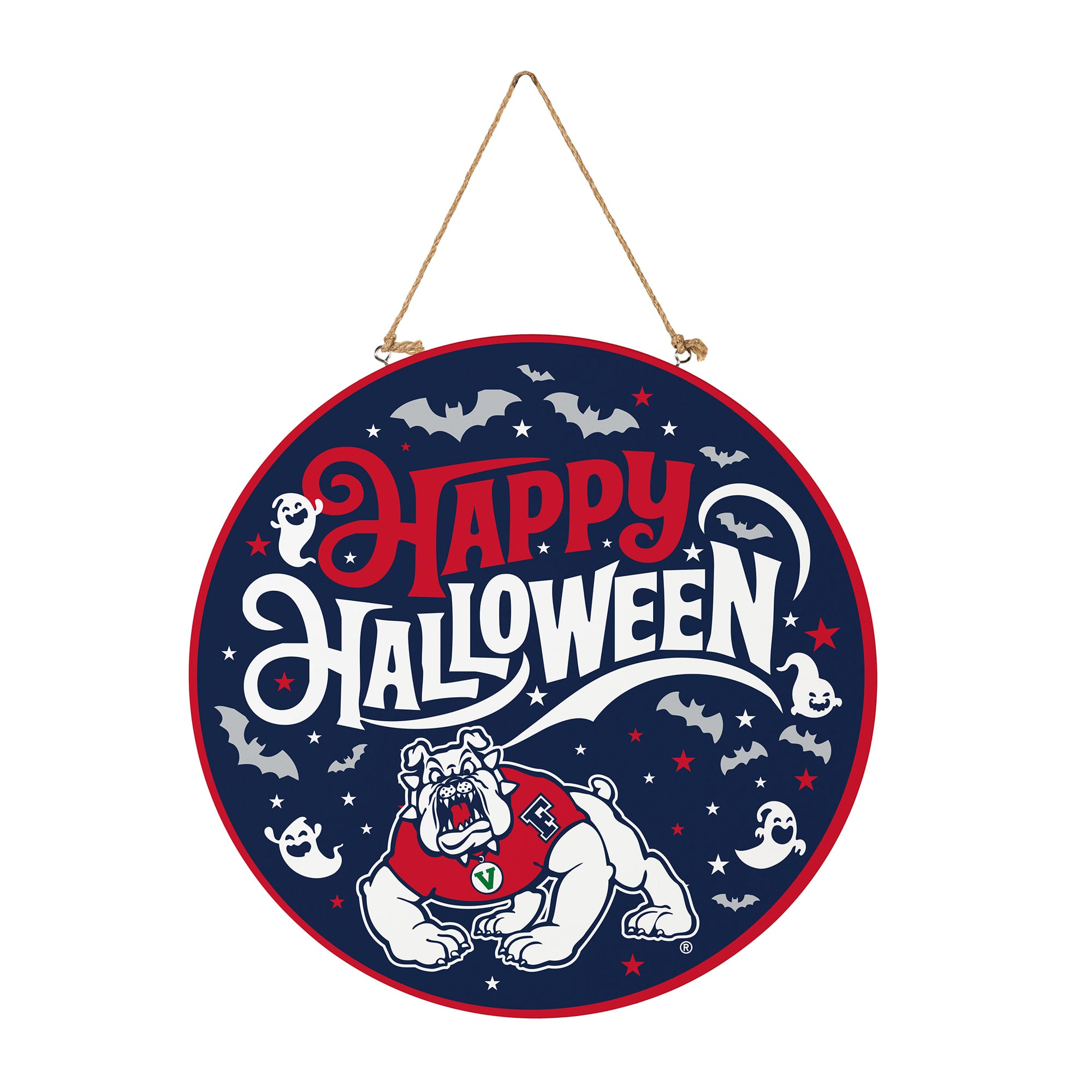 Fresno State Bulldogs 18" Happy Halloween Wooden Round Door Sign