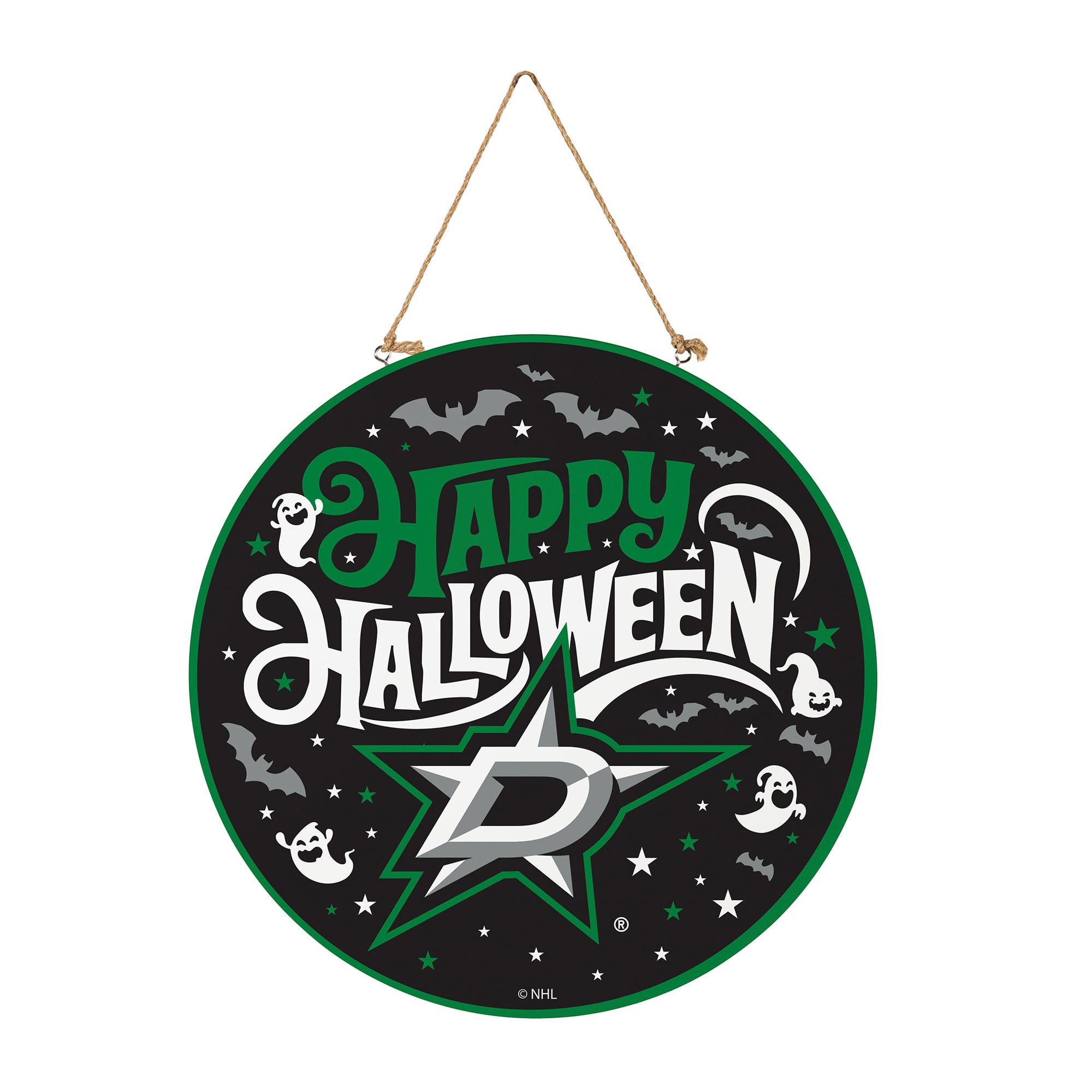 Dallas Stars 18" Happy Halloween Wooden Round Door Sign