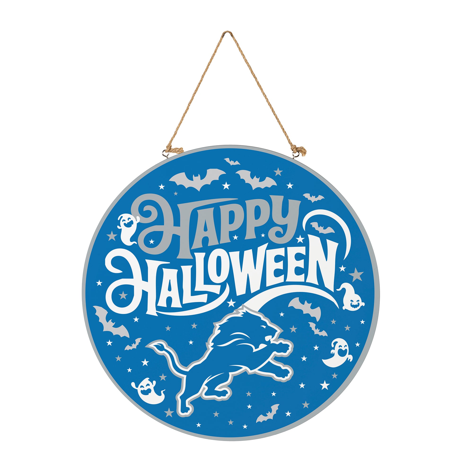 Detroit Lions 18" Happy Halloween Wooden Round Door Sign