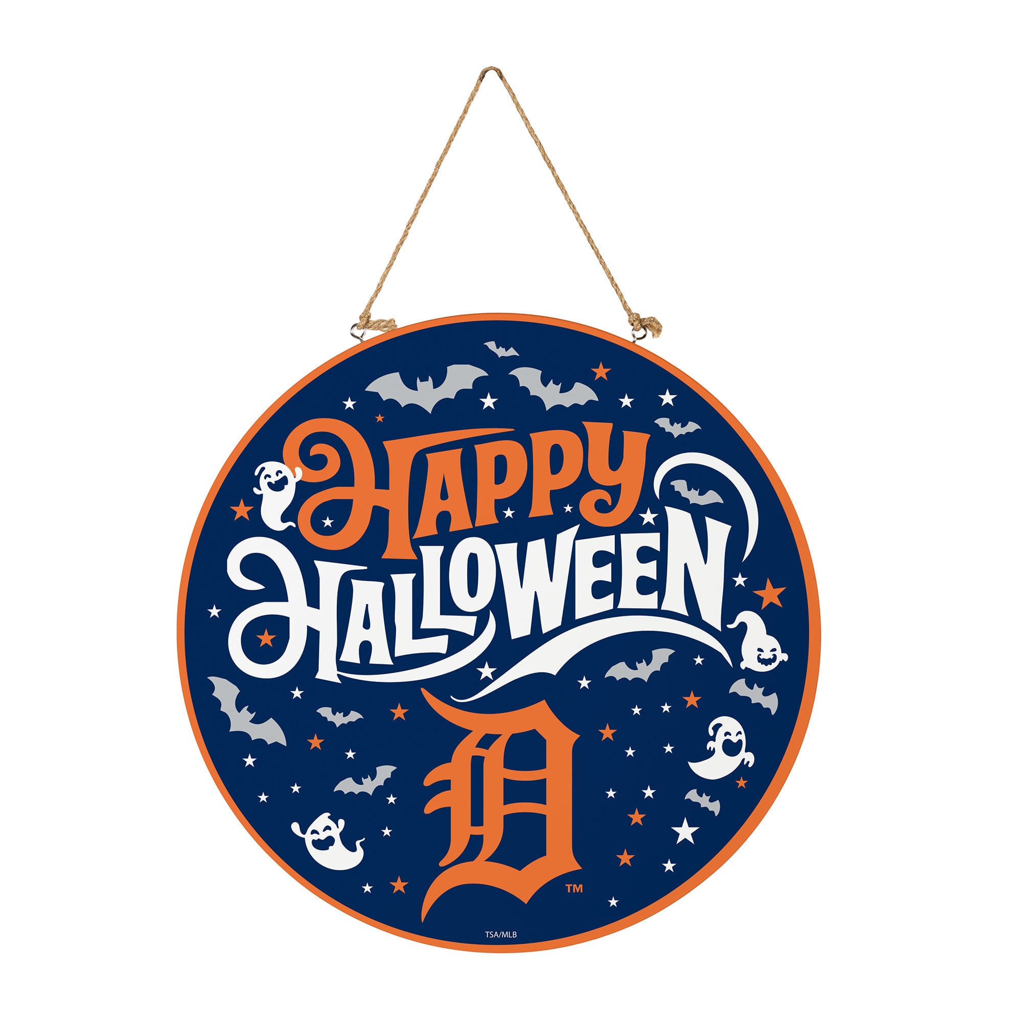 Detroit Tigers 18" Happy Halloween Wooden Round Door Sign