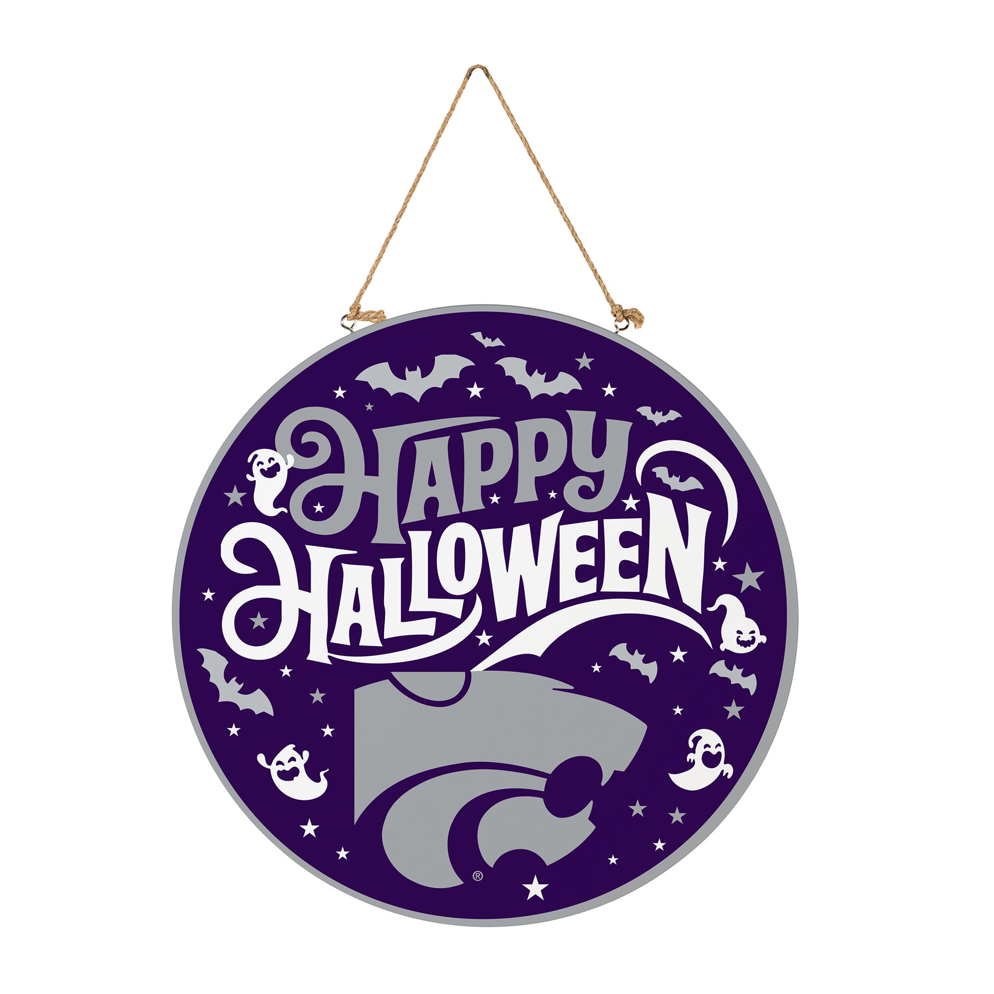 Kansas State Wildcats 18" Happy Halloween Wooden Round Door Sign