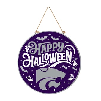 Kansas State Wildcats 18" Happy Halloween Wooden Round Door Sign