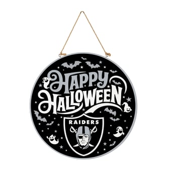 Las Vegas Raiders 18" Happy Halloween Wooden Round Door Sign