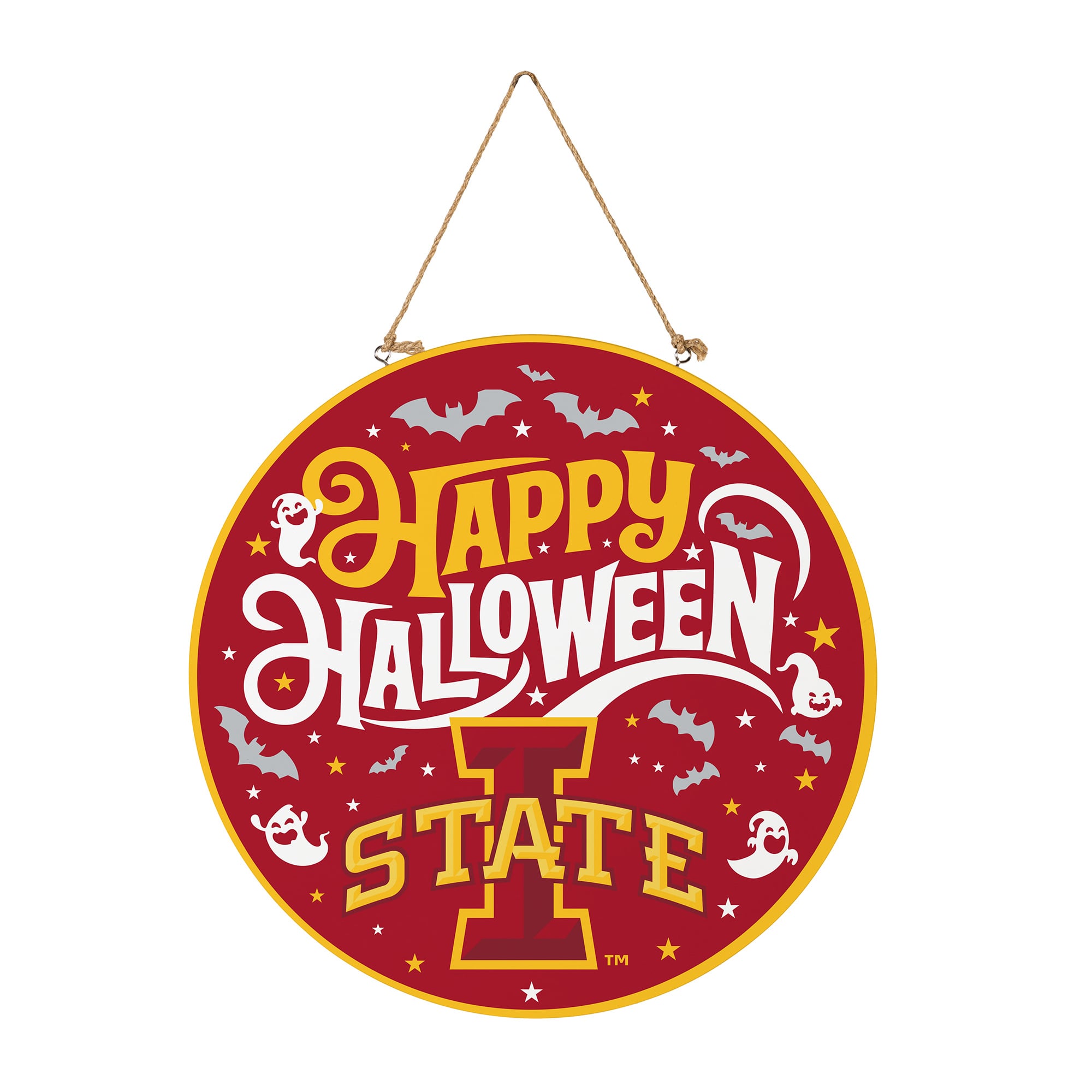 Iowa State Cyclones 18" Happy Halloween Wooden Round Door Sign