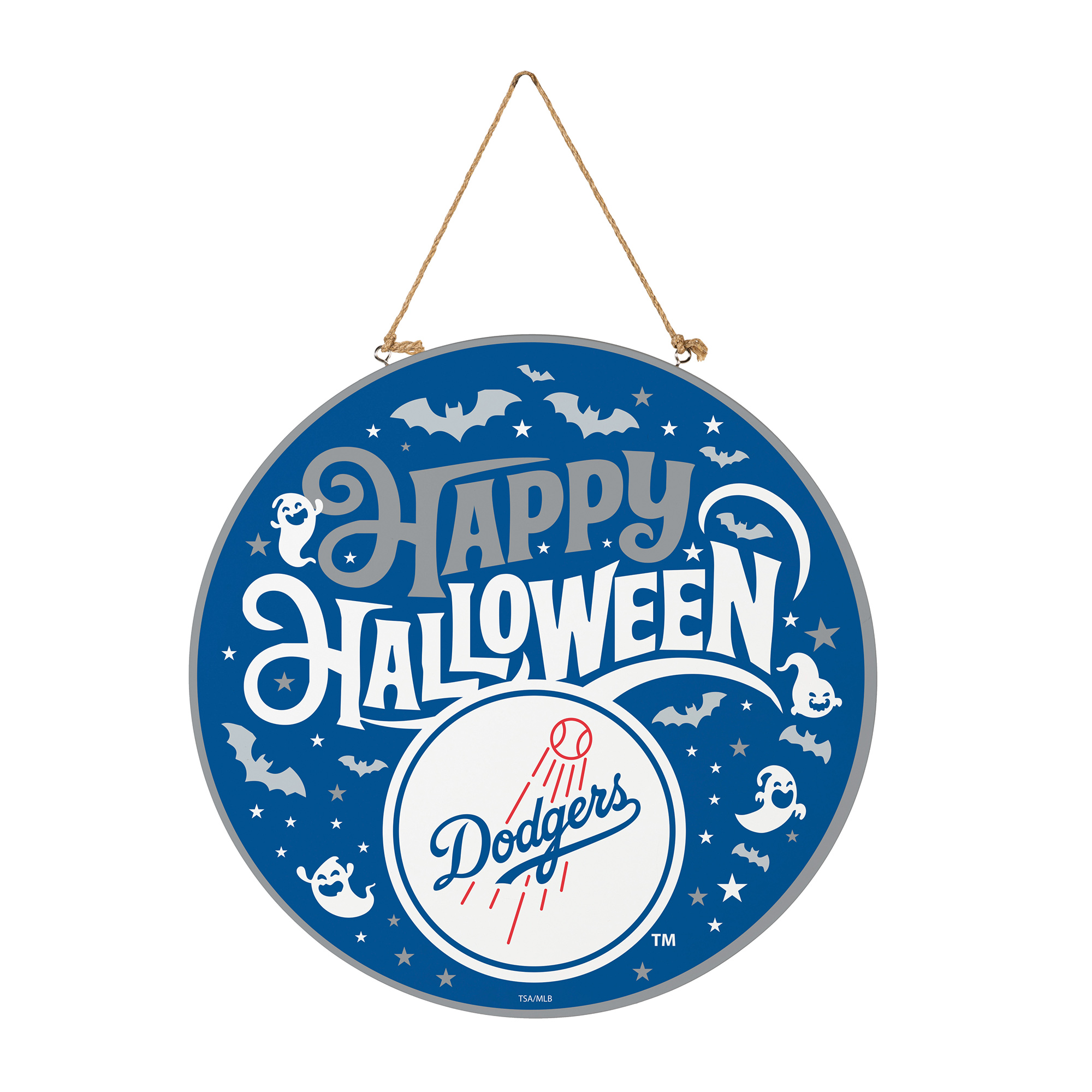Los Angeles Dodgers 18" Happy Halloween Wooden Round Door Sign