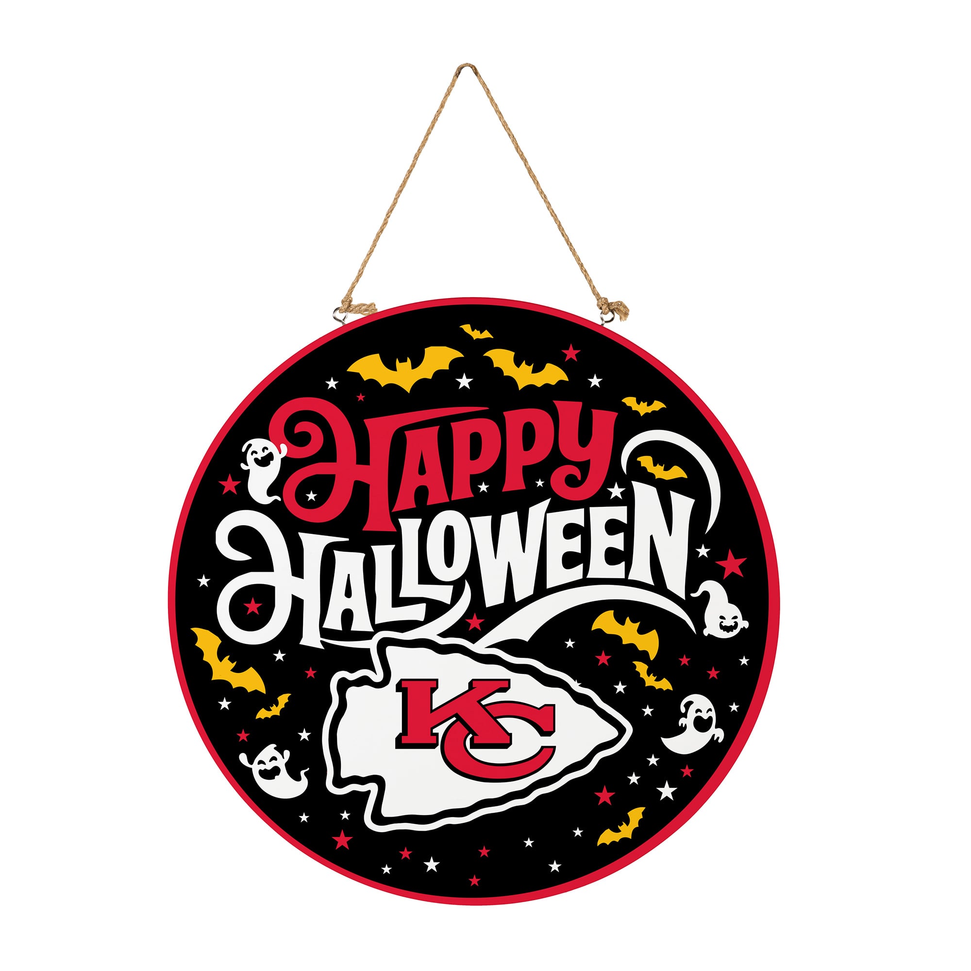 Kansas City Chiefs 18" Happy Halloween Wooden Round Door Sign