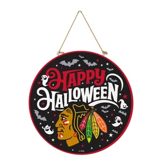 Chicago Blackhawks 18" Happy Halloween Wooden Round Door Sign