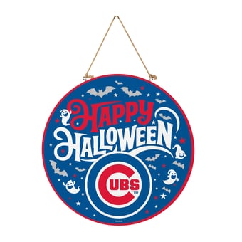 Chicago Cubs 18" Happy Halloween Wooden Round Door Sign