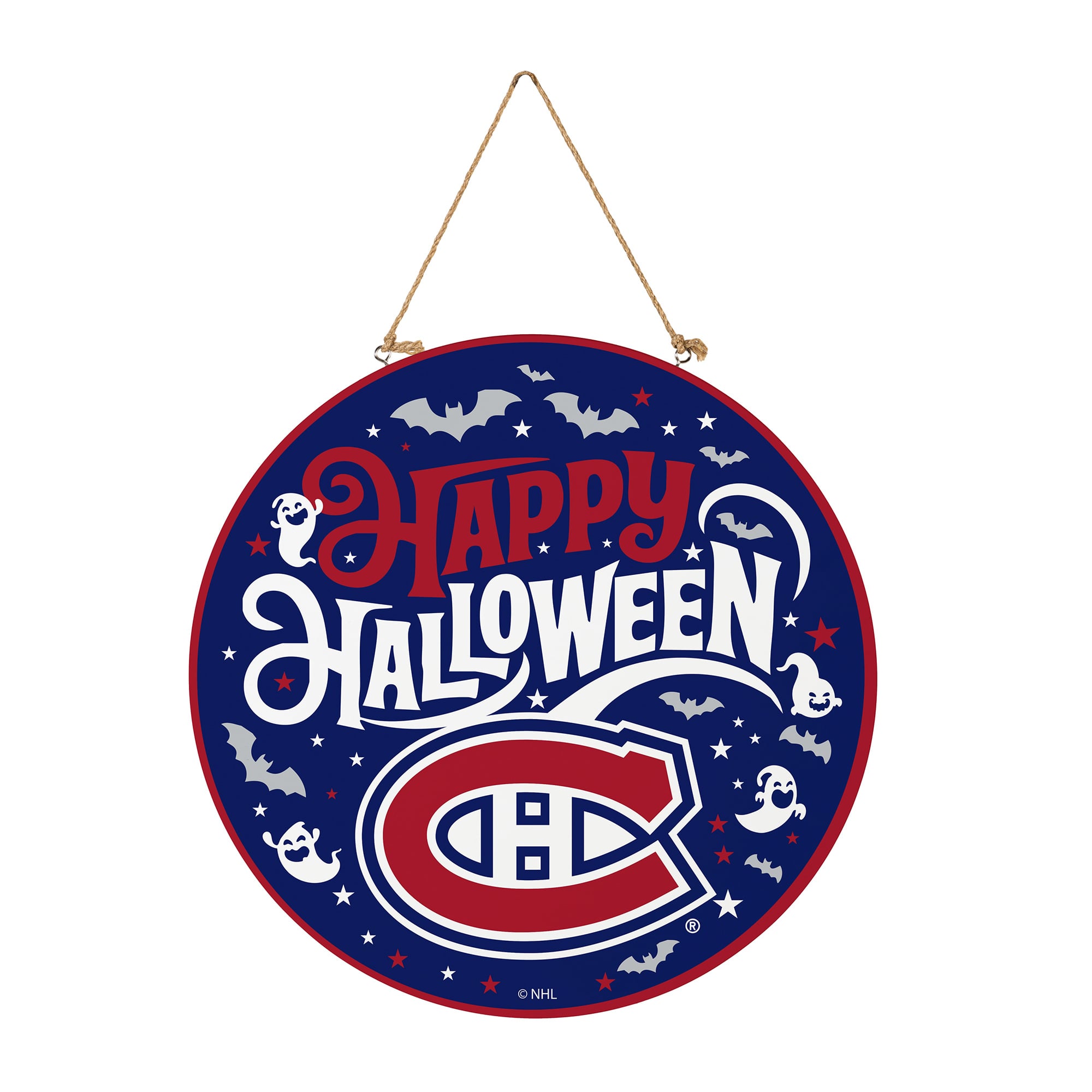 Montreal Canadiens 18" Happy Halloween Wooden Round Door Sign